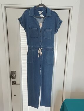 Natural Reflections Blue Chambray Drawstring Jumpsuit